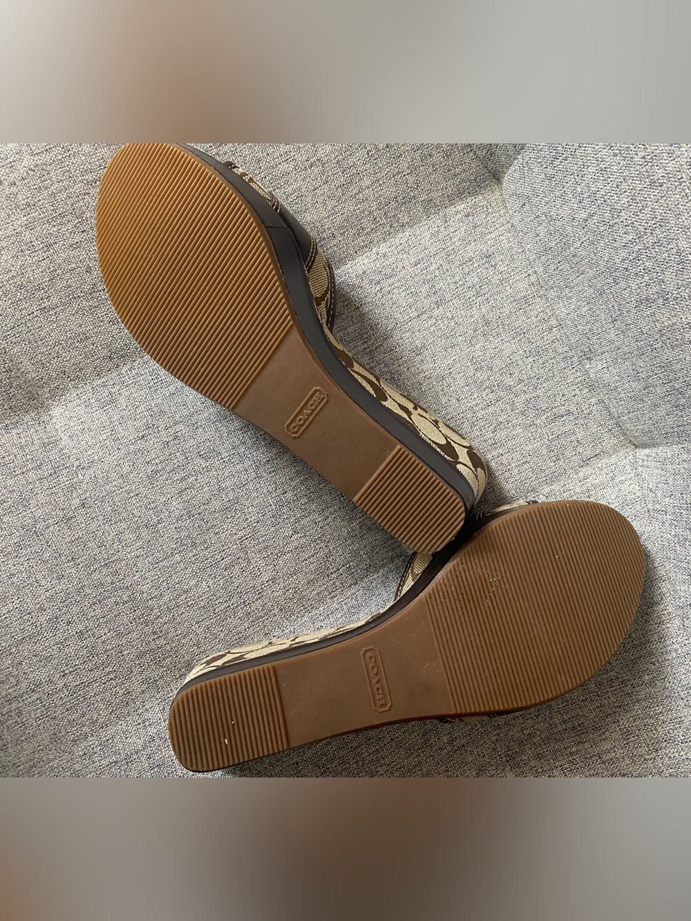 Coach Greta Brown Y2K Luxe Signature Brown Leather Slide Sandals Gold Buckle 7 - Picture 6 of 12